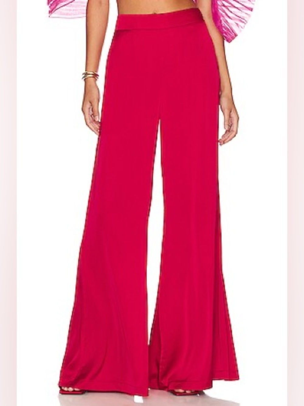 Andrea Iyamah Wide-Leg High-Rise Pants Ruby NWT XS